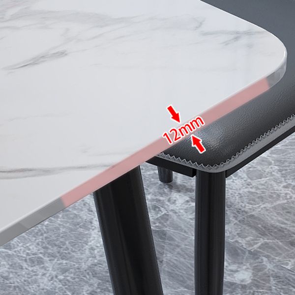 Square Industrial Dining Table White Tone Fixed Table with Sintered Stone