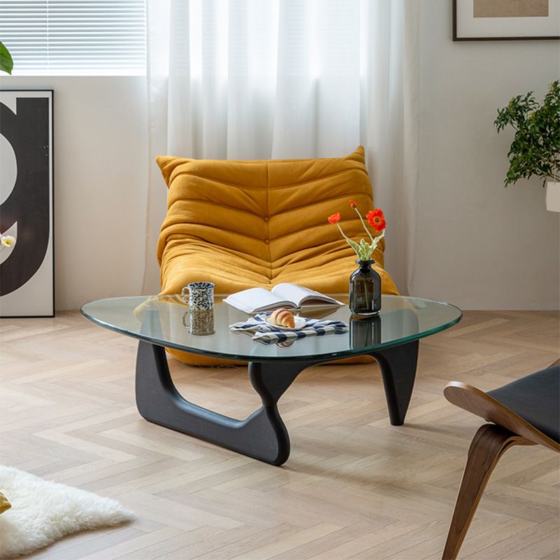 Modern Triangle Glass Abstract Coffee Table Clear Cocktail Table