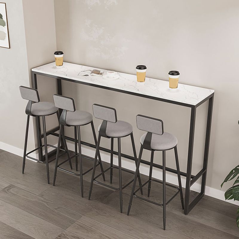 Modern Footrest Bistro Bar Table Rectangle Trestle Bar Table for Dining Room