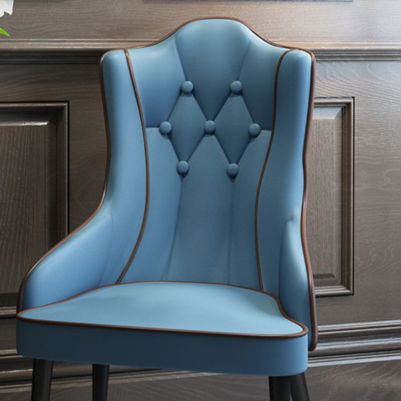 Tufted Parsons Chair Industrial Kitchen Dining Chairs with Metal Legs