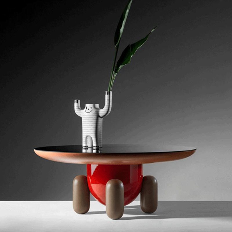 Scandinavian Round Coffee Table Abstract Base Cocktail Table