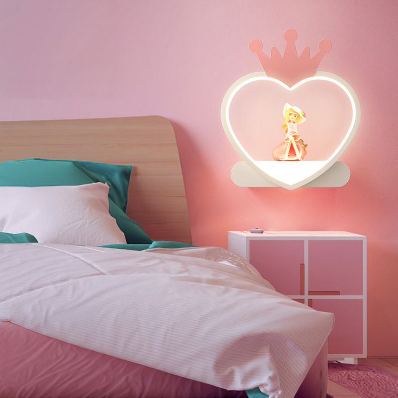 Nordic Style Heart Wall Mount Lighting Acrylic Wall Mounted Light Fixture for Bedroom