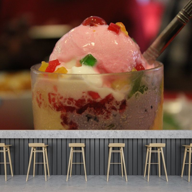 Customized Modern Ice Cream Mural Wallpaper Commerce Shop Water Resistant