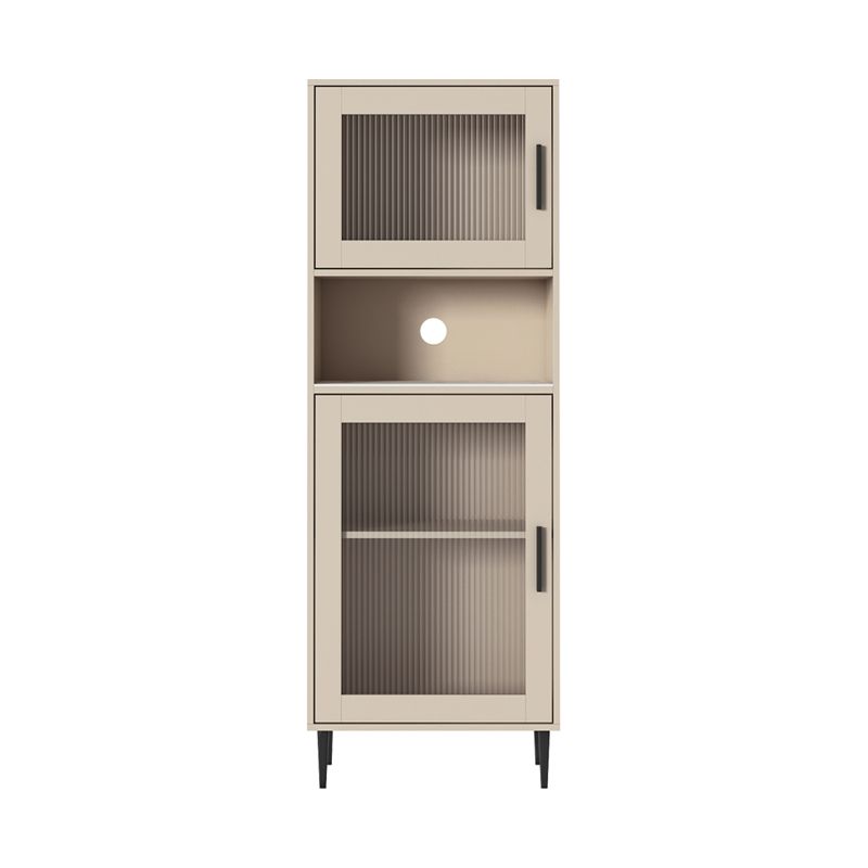 Modern Wooden Storage Cabinet with 2 Storage Shelf and Glass Paned