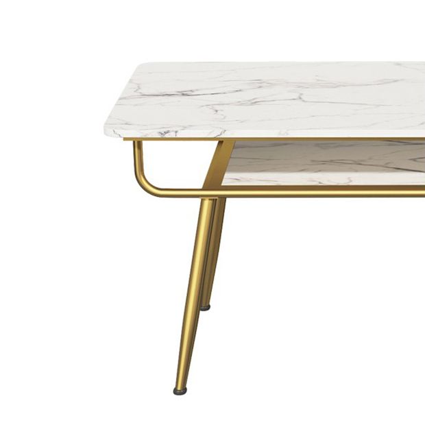Stone and Iron Table Contemporary Storage Rectangular Dining Table