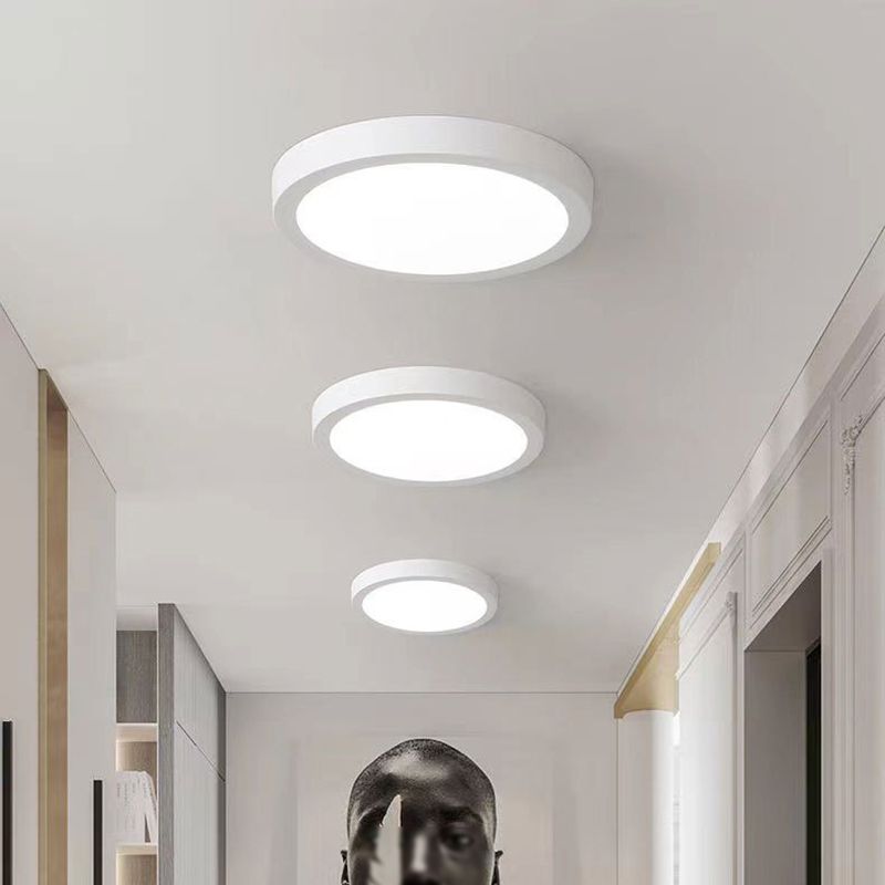 White Circle Flush Mount Ceiling Fixture Modern Style Aluminum Flush Mount Lights