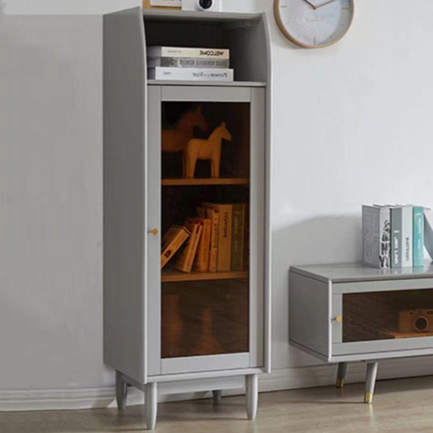 17.7" Wide Solid Wood Accent Cabinet 1 - Shelf and 1 - Door Glass Paned Chest