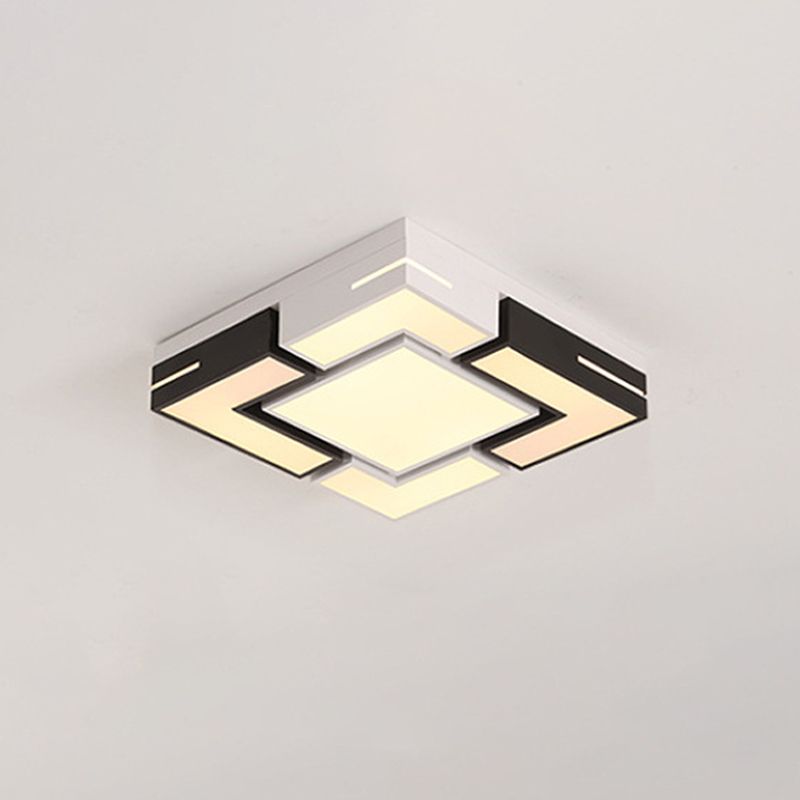 Black-White Splicing Square Ceiling Flush Nordic LED Acryl Bündig Mount Light in White/3 Color Light