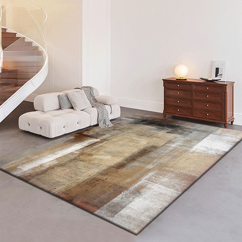 Yellow Modern Carpet Polyester Graphic Carpet Washable Carpet for Living Room