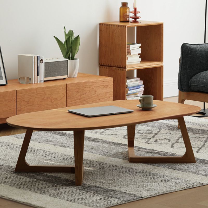 Scandinavian Style Coffee Cocktail Table Solid Wood Oval Coffee Table
