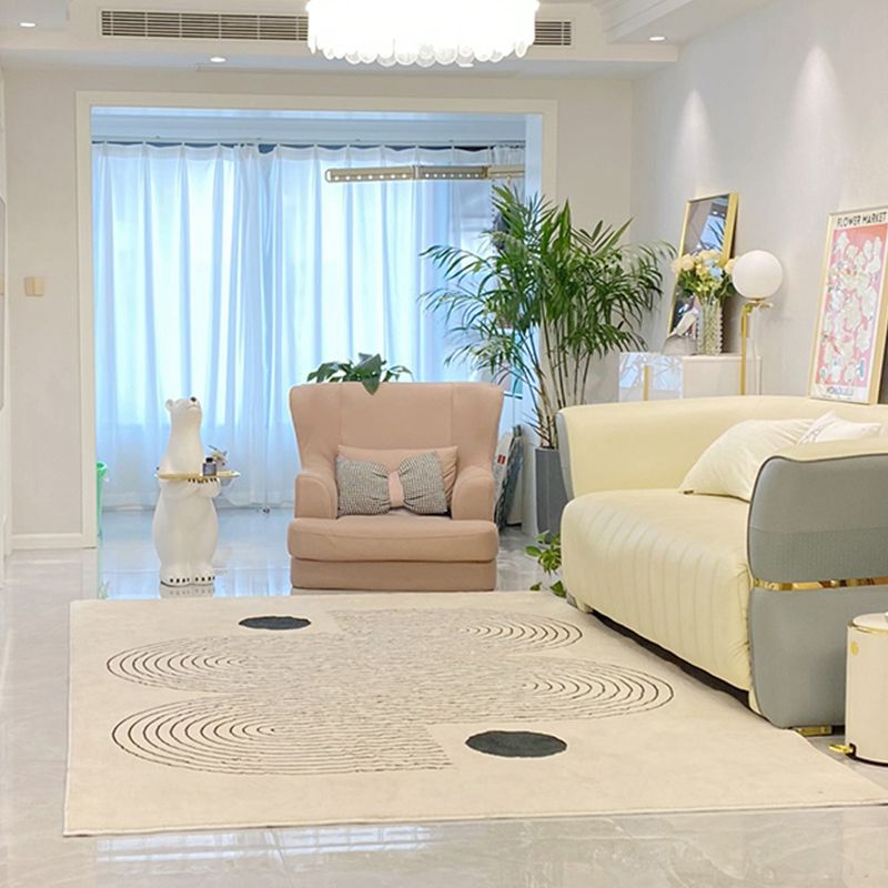 White Stripe Print Carpet Modern Polyester Area Rug Non-Slip Backing Rug for Home Decor