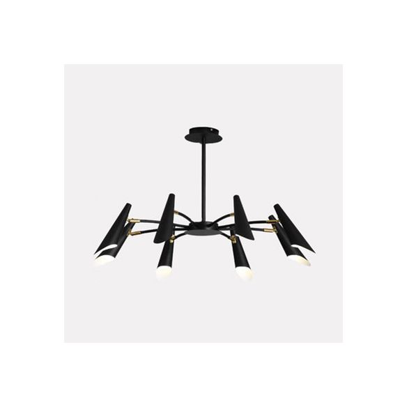 Lámpara de techo de araña negra/blanca 6/8 luces araña colgante de metal contemporánea