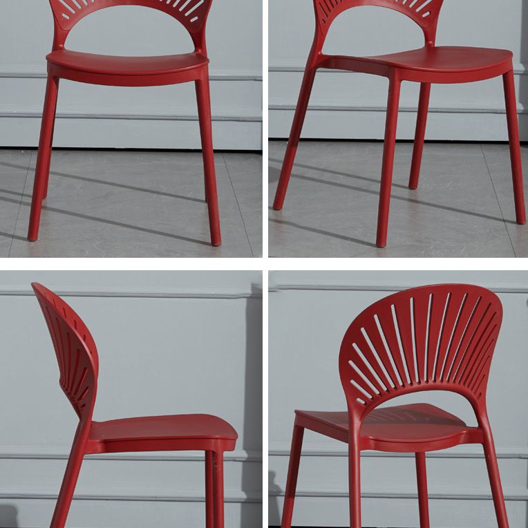 Scandinavian Plastic Armless Dining Chairs Indoor Stackable Side Chairs