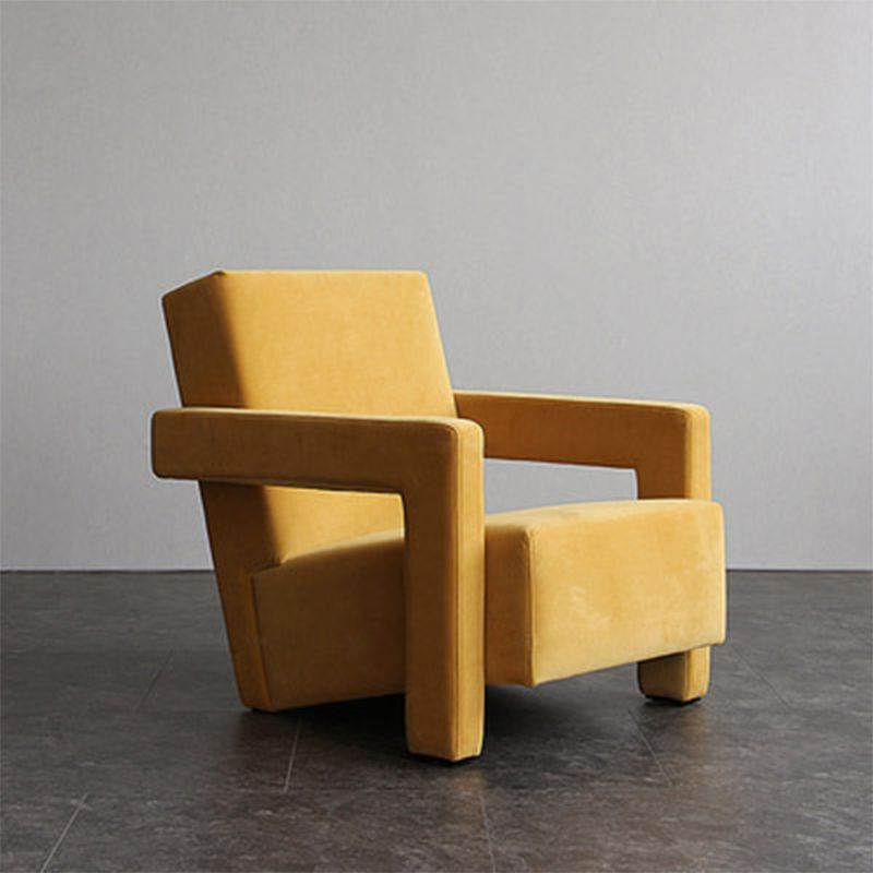 25.2"L x 33.4"W x 27.6"H Contemporary Square Arms Tight Back Chair for Living Room