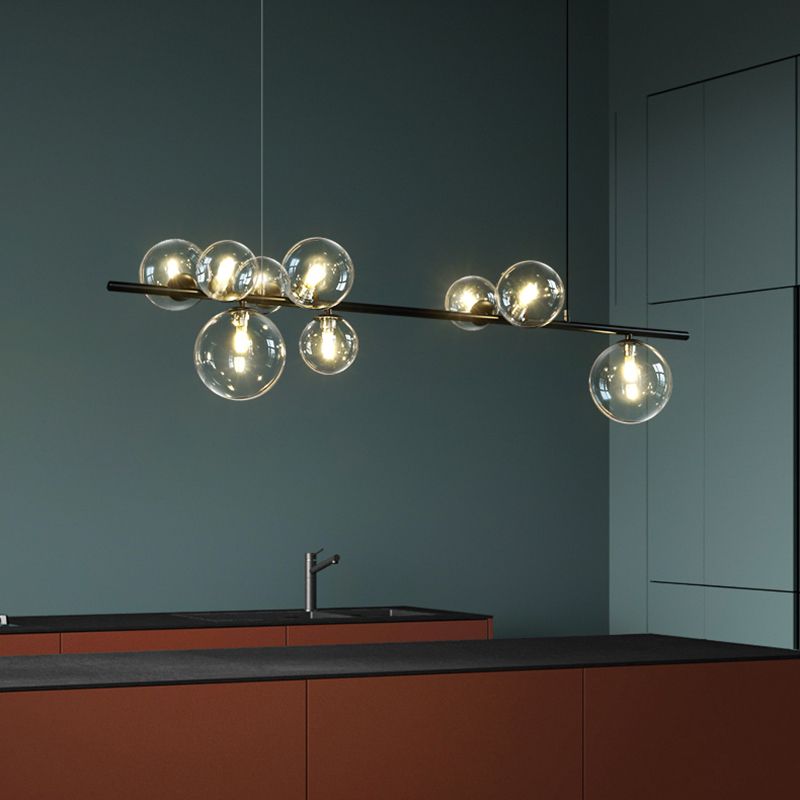 Estilo moderno de forma esférica luces de isla vidrio 9 Ideas de iluminación de la isla de la luz en negro