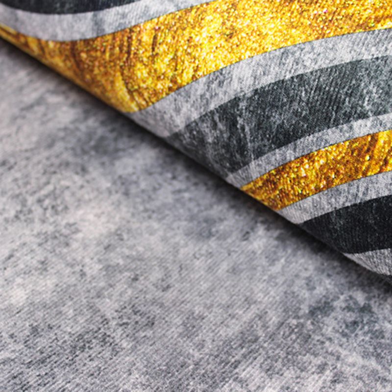 Gold Semicircle Rug Polyester Modern Rug Non-Slip Backing Rug for Living Room