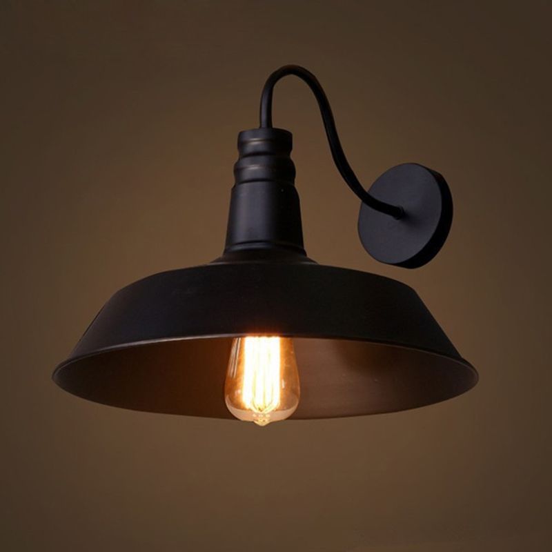 Flat Shape Wall Light Industrial Style Metal 1 Light Wall Lamp for Outdoor Sconces