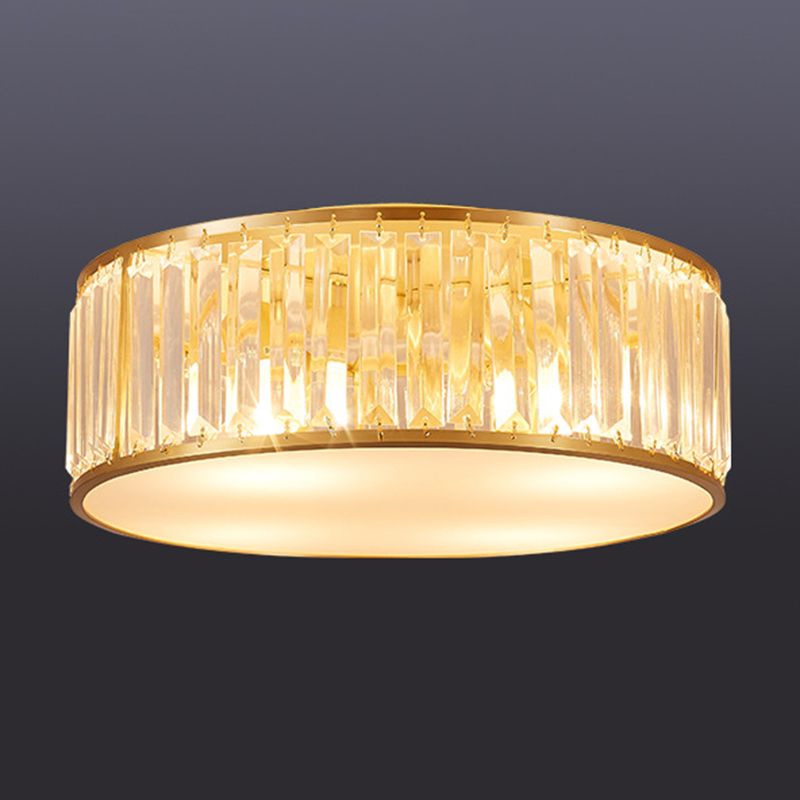 Gold Geometric LED Ceiling Light in Modern Singular Style Copper Indoor Flush Mount with Acrylic Shade