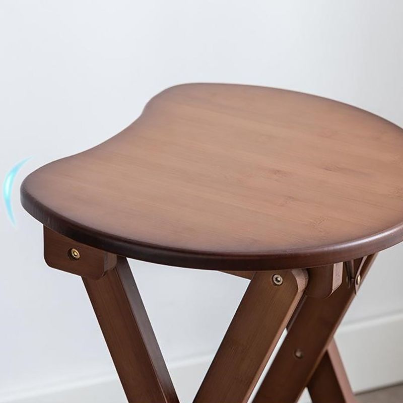 Armless Folding Counter Stool Modern Round Seat Bar Stool with Wooden Footrest