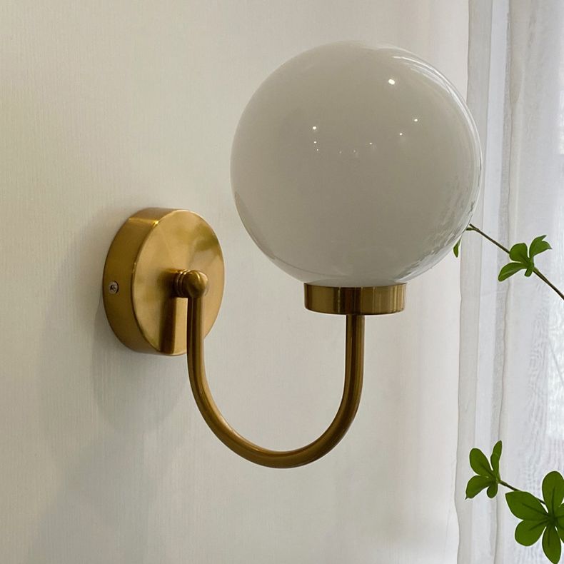 Modern Vanity Light Glass Ball Shade Wall Light Sconce for Washroom