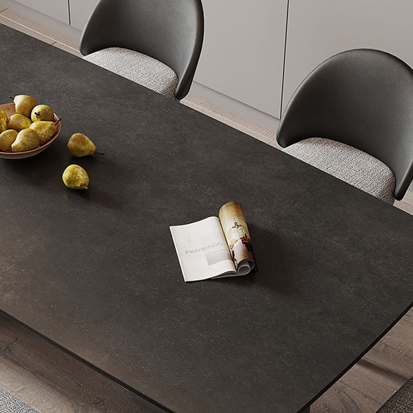 Rectangle Dining Table Stone Top Dining Table with Double Pedestal