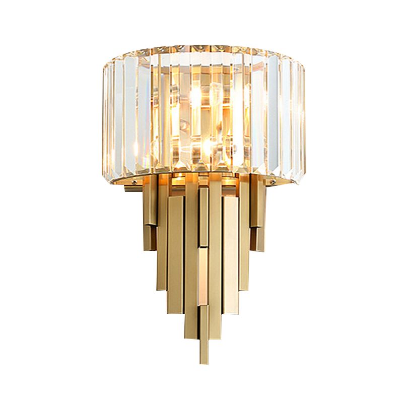 2-Light Modern Golden Wall Mounted Sconce Unique Crystal Wall Light for Foyer