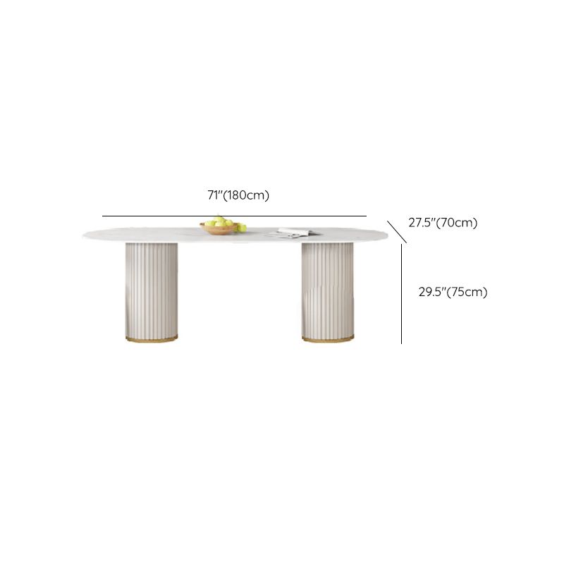 Glam Style Oval Table Sintered Stone Table with Metal Legs for Home Use
