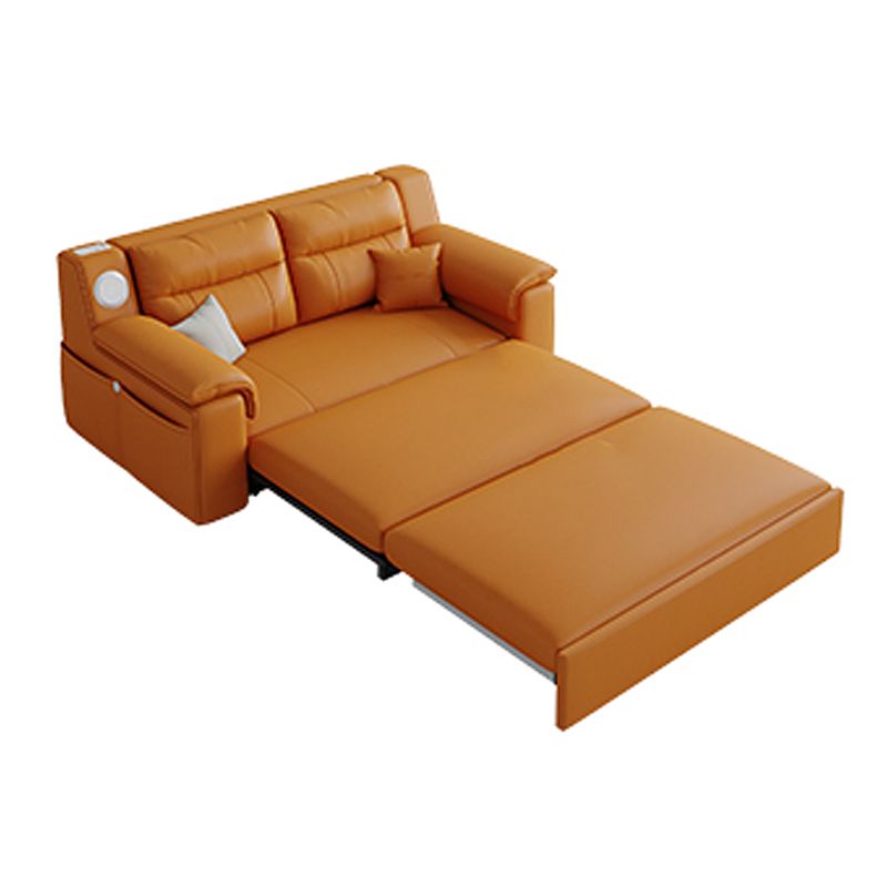 32" Wide Contemporary Futon Sofa Bed Orange Pillow Back Sleeper Sofa