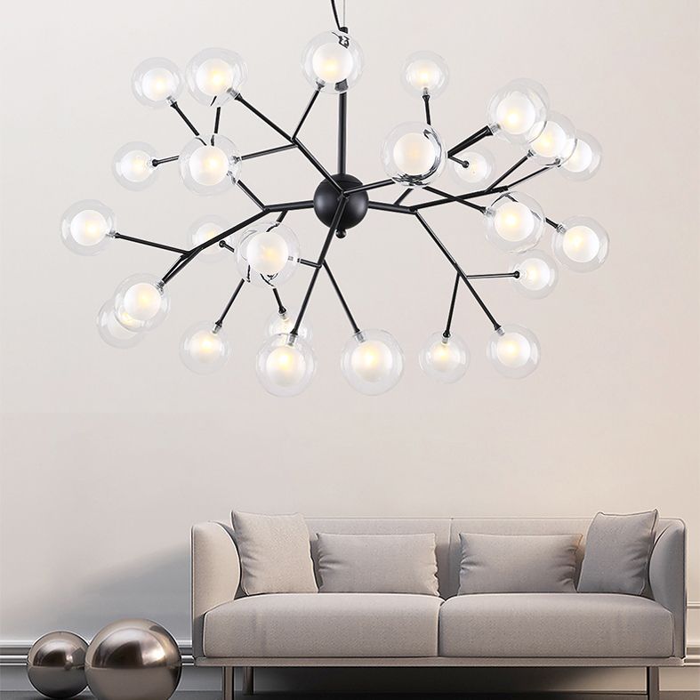 Wrought Iron Firefly Chandelier in Modern Luxury Style Glass Sputnik Pendant Light for Commercial Spaces