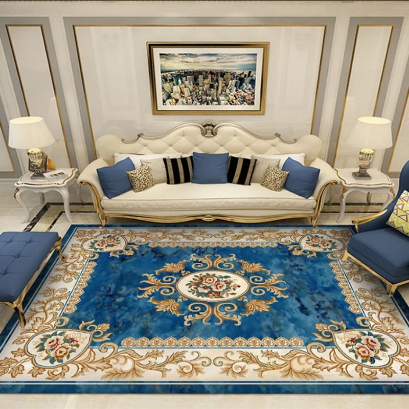 Classic European Style Rug Marble Print Indoor Carpet Polyester Washable Carpet for Home Decoration