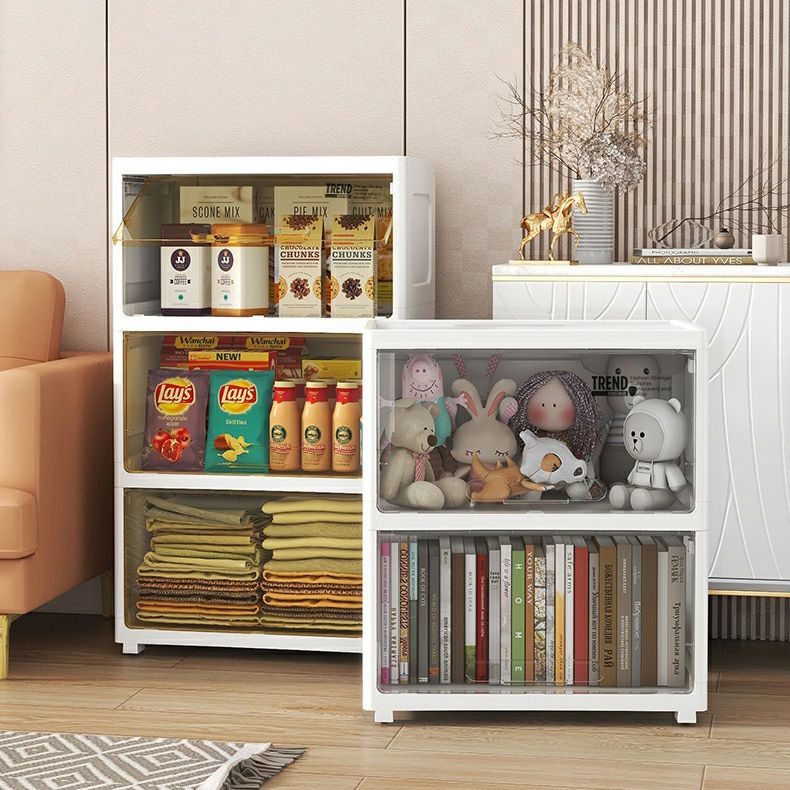 Contemporary Wardrobe Armoire with Legs Plastic Non-Hanging Armoire