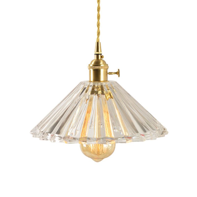 1-Licht-Anhängerlampe Japanischer Stil Ripple Glassschatten Hängende Lampe für Cafe