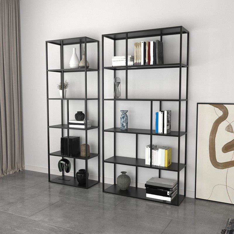 Industrial Style Metal Etagere Bookcase with Rectangular Shelves Bookcase