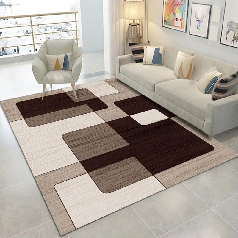 Simplicity Geometric Print Rug Multicolor Polypropylene Indoor Rug Stain Resistant Pet Friendly Anti-Slip Carpet for Home