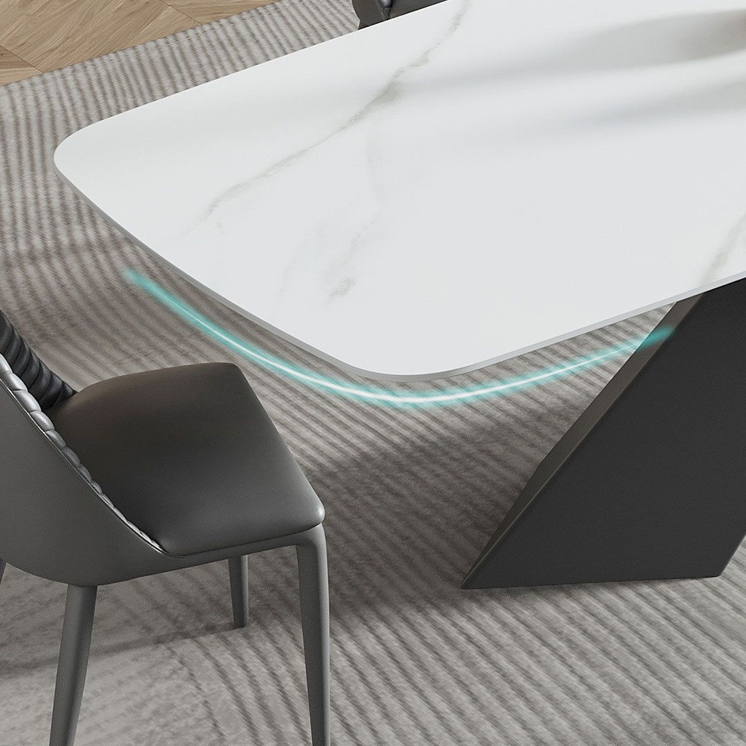 Contemporary Sintered Stone Dining Table Set of 5/7 with Rectangle Table Dining Set with Metal Base