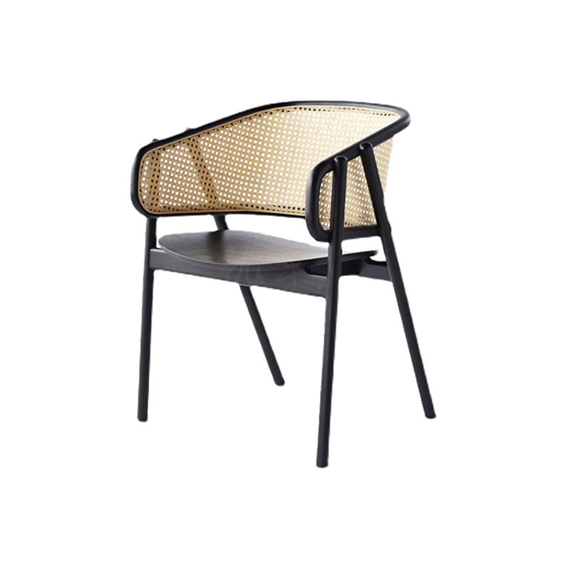 Solid Wood Arm Chair Modern Open Back Dining Chair for Living Room