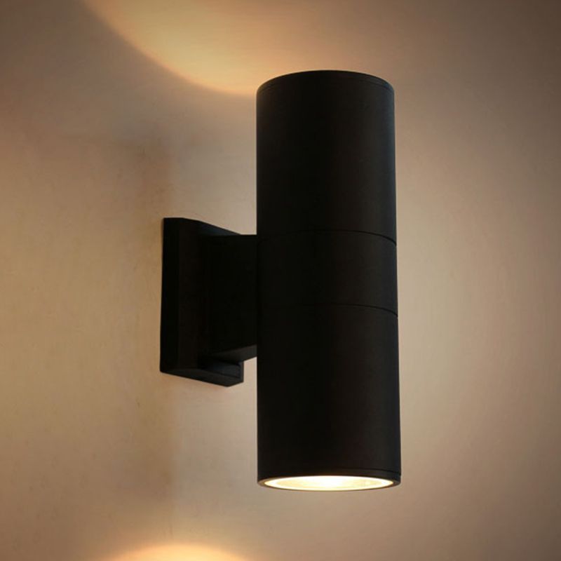 2 Light Cylindrical Wall Sconce Modern Style Metal Wall Lighting for Outdoor