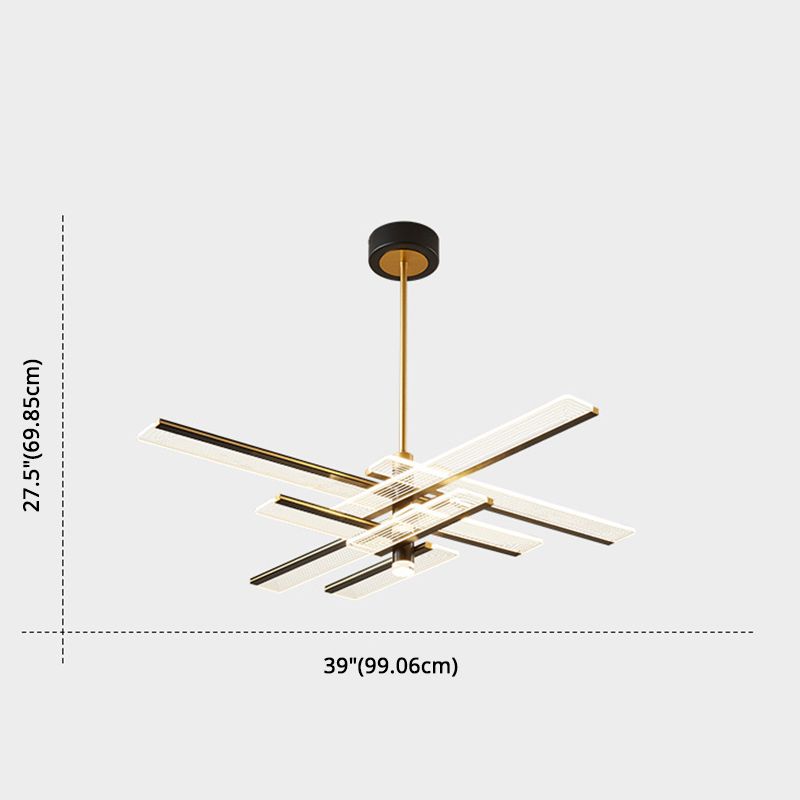 Rectangular Panel Hanging Light Fixture Modern Acrylic Black LED Chandelier for Living Room