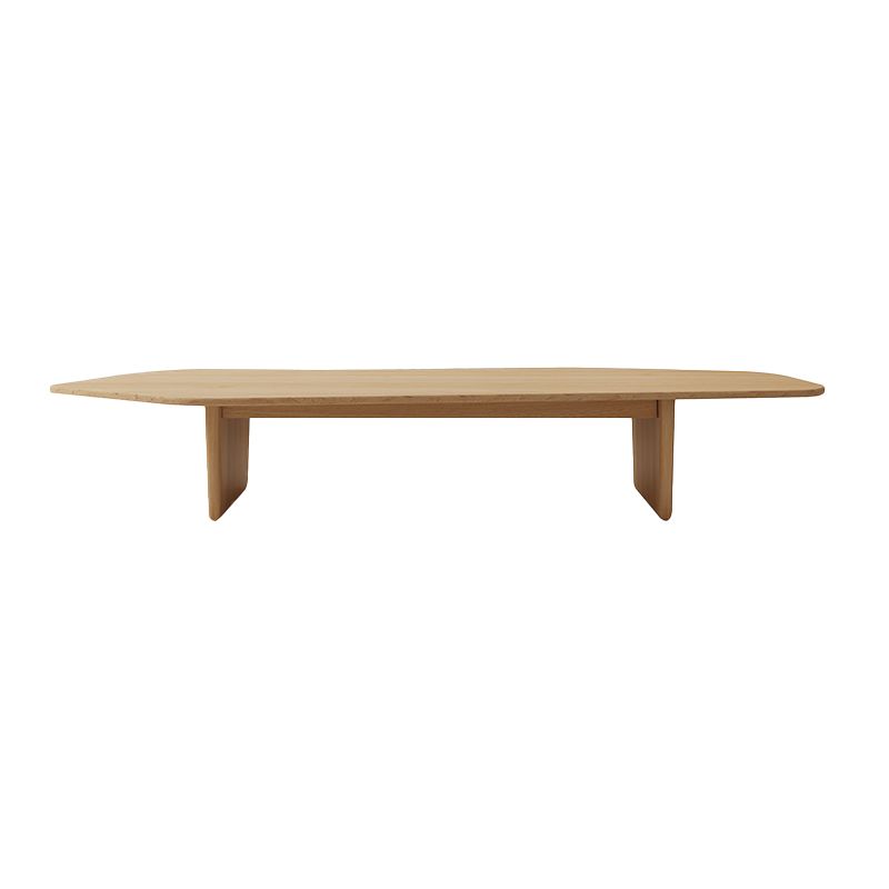 Solid Wood Coffee Table Free-Form Modern Cocktail Table with 2 Legs