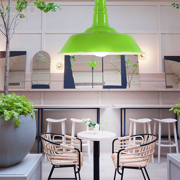 Modern Industrial Barn Shade Hanging Light, Macaron Metal 1-Light Pendant Lighting