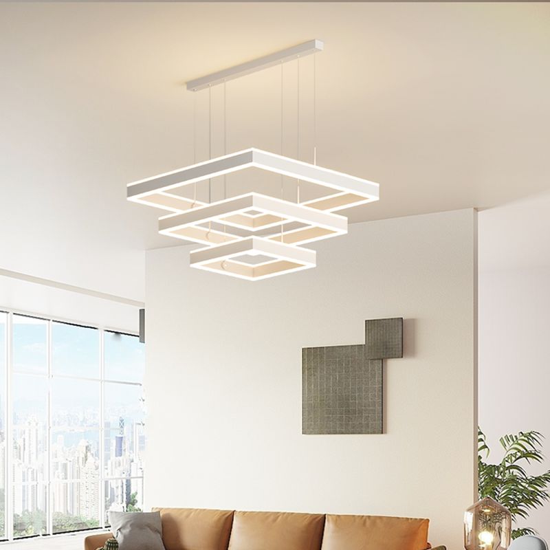 Quadratischer Schatten Kronleuchter Lichter moderne Metall 6-Licht Kronleuchter Beleuchtung in Weiß