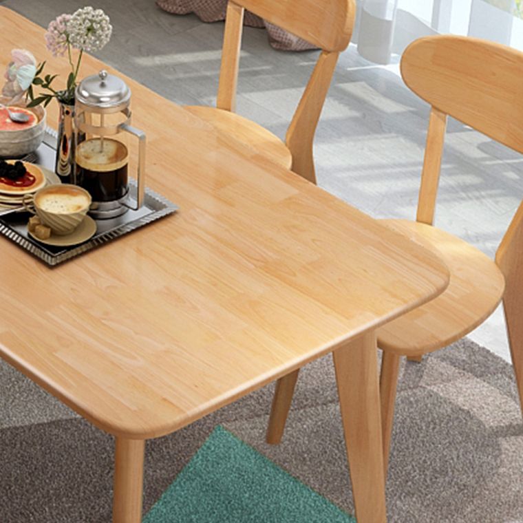 Rectangle Solid Wood Brown Tone Dining Table Simplicity 4 Legs Table for Dining Room