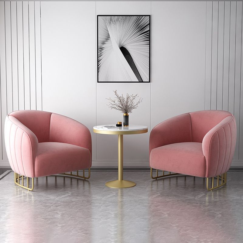 Velvet Barrel Accent Chair 29.52" Wide Arms  Included Chair with Golden Iron Legs