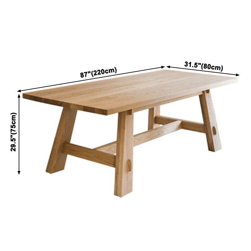 Rectangle Pine Solid Wood Table Minimalist Dining Table with Trestle Base for Restaurant