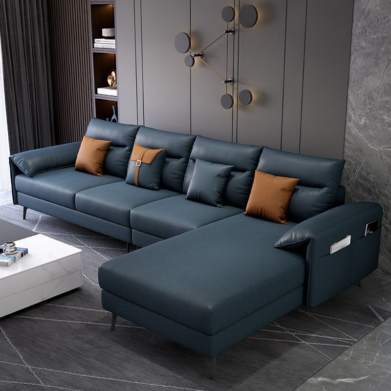Contemporary Sectional with 4 Pillows Back and Storage Pillow Top Arm