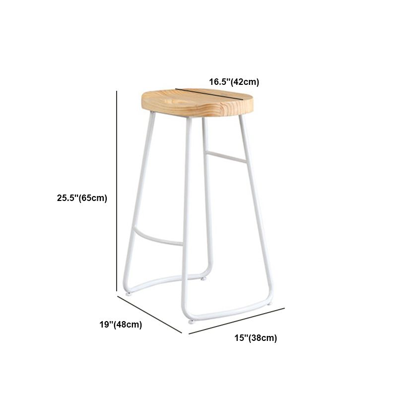 Contemporary Backless Counter Stool Pine Wood Armless Barstool with White Sled Base
