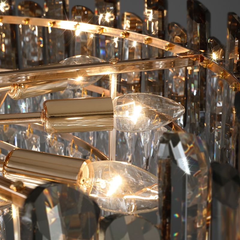 Contemporary Metal Geometric Shape Pendant Light with Crystal Shade for Living Room
