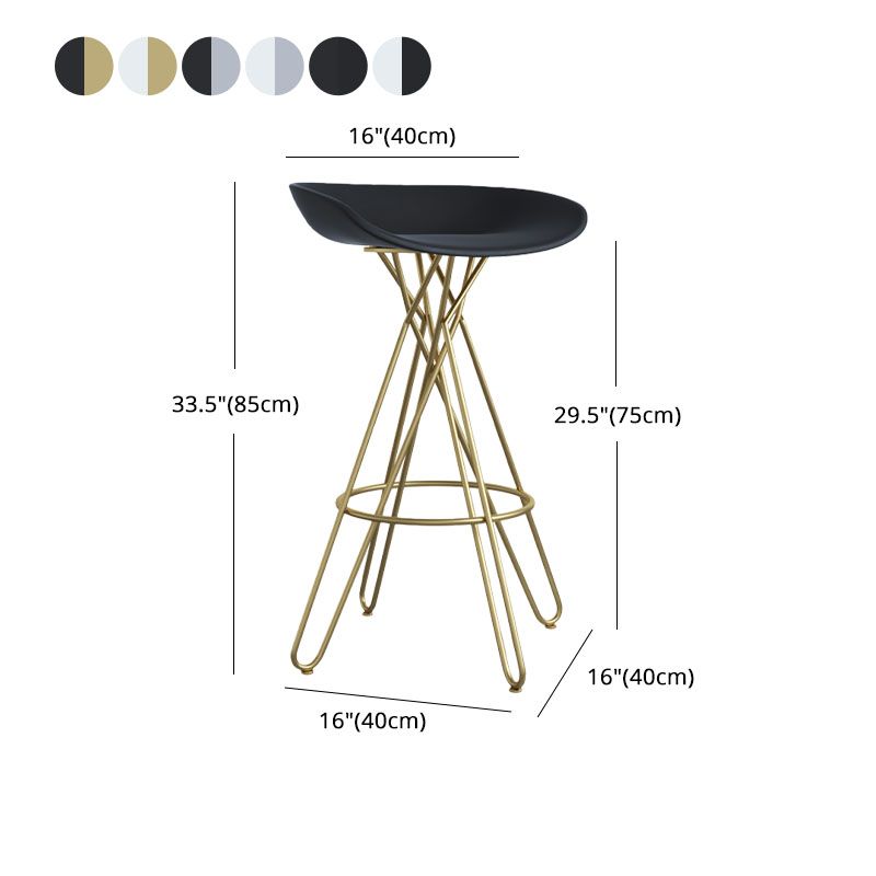 Glam Footrest Plastic Barstool Matte Finish Restaurant Stool