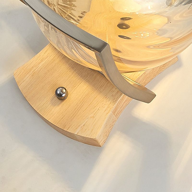 Modern Style Spherical Shape Wall Sconce Glass 1 Light Sconces for Bedroom