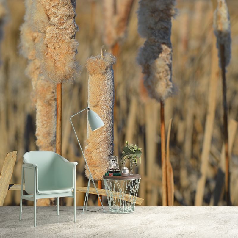 Cattails Plant Moisture Resistant Mural Decal Modern Wall Decor for Sleeping Room